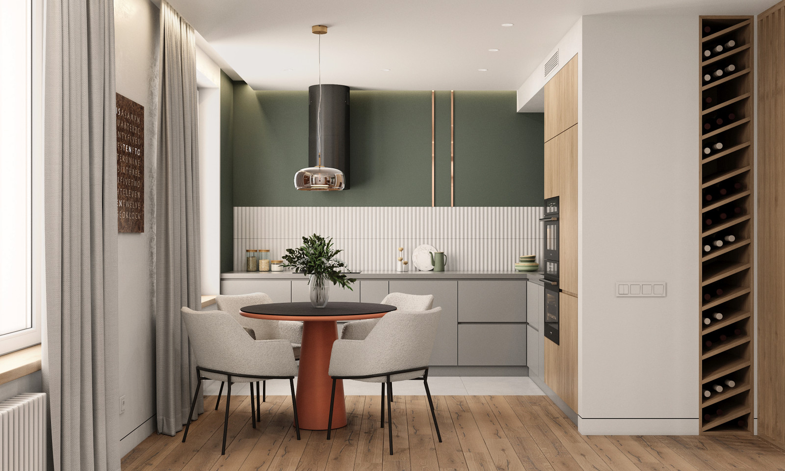 Обложка проекта: ЖК "Квартал Галактика", квартира в зеленом цвете.