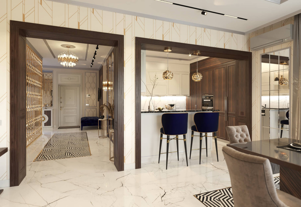 Дизайн интерьера одноэтажного жилого дома в стиле арт-деко