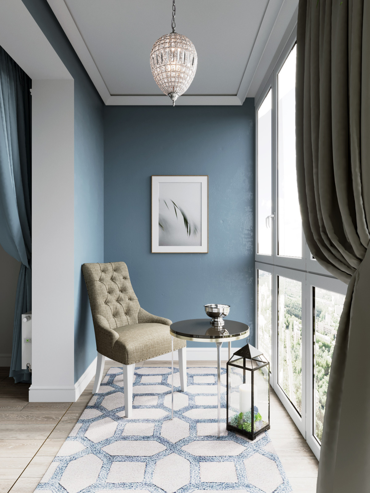 Квартира в голубых тонах в Новой Боровой