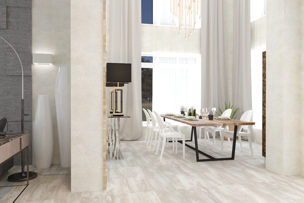 Дизайн проект гостиной столовой и кухонной зон.