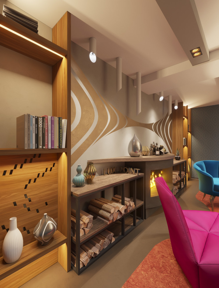 Обложка проекта: Лаунж зона в цокольном этаже частного дома.