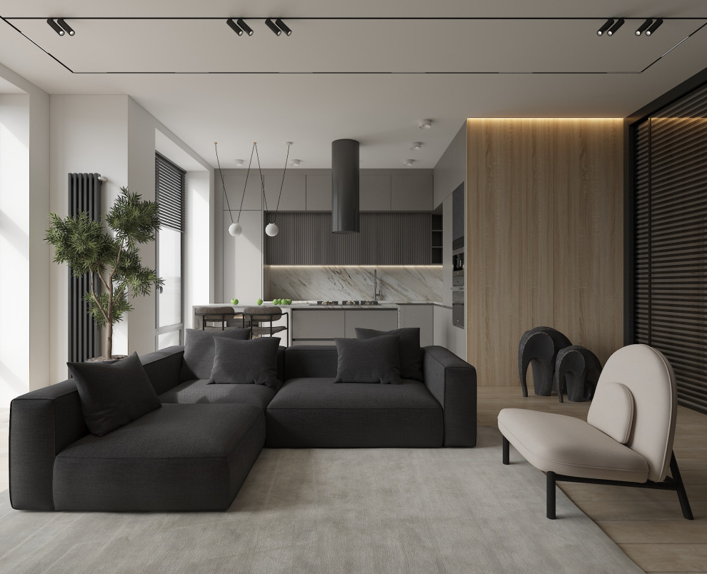 Обложка проекта: Проект гостиной в стиле современный минимализм