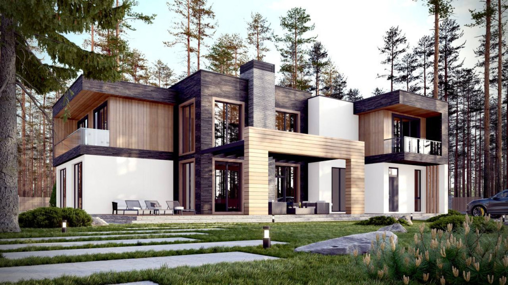 Обложка проекта: Проект двухэтажного дома в стиле Хайтек 380 кв.м