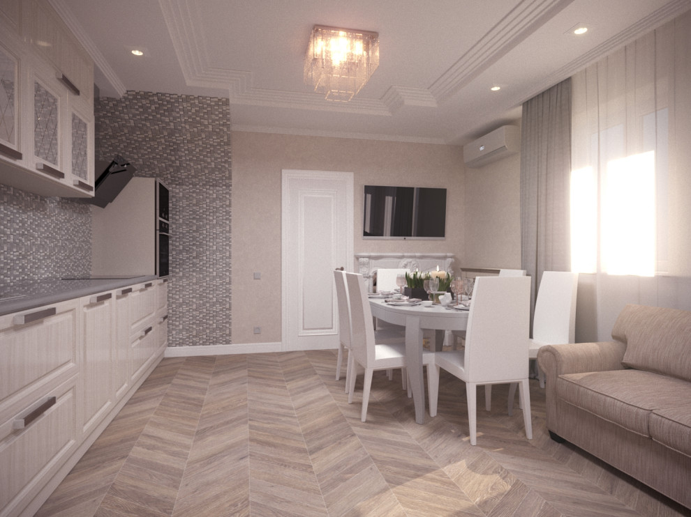 Проект кухни-студии в стиле арт-деко