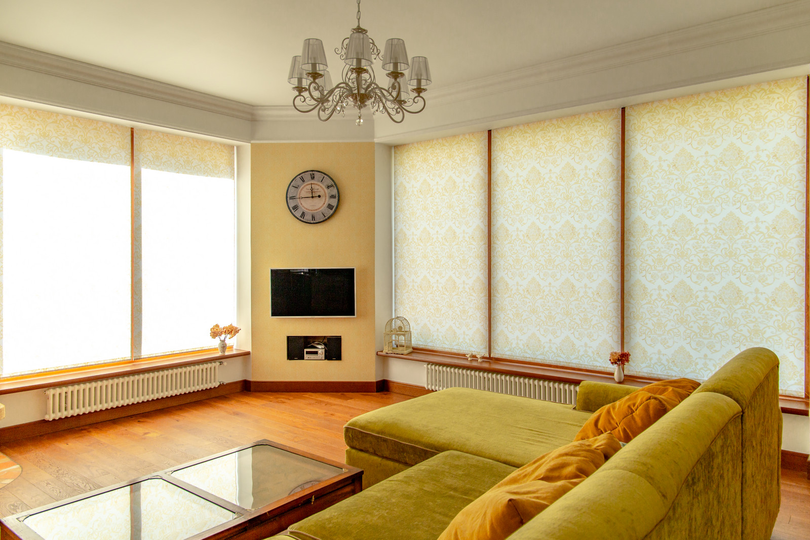 Рулонные шторы в гостинной