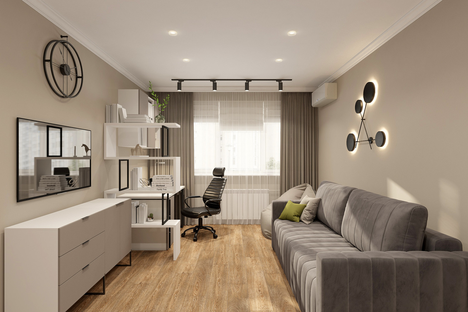 Двухкомнатная квартира 56 кв. м. в стиле неоклассика, в доме серии П-44Т