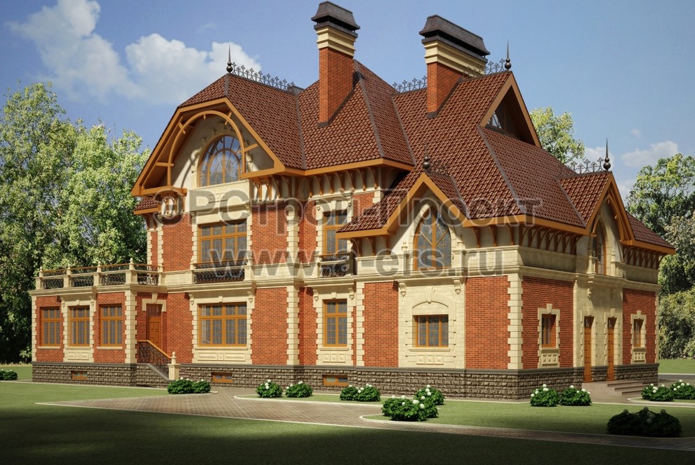 Проект загородного дома в нормандском стиле