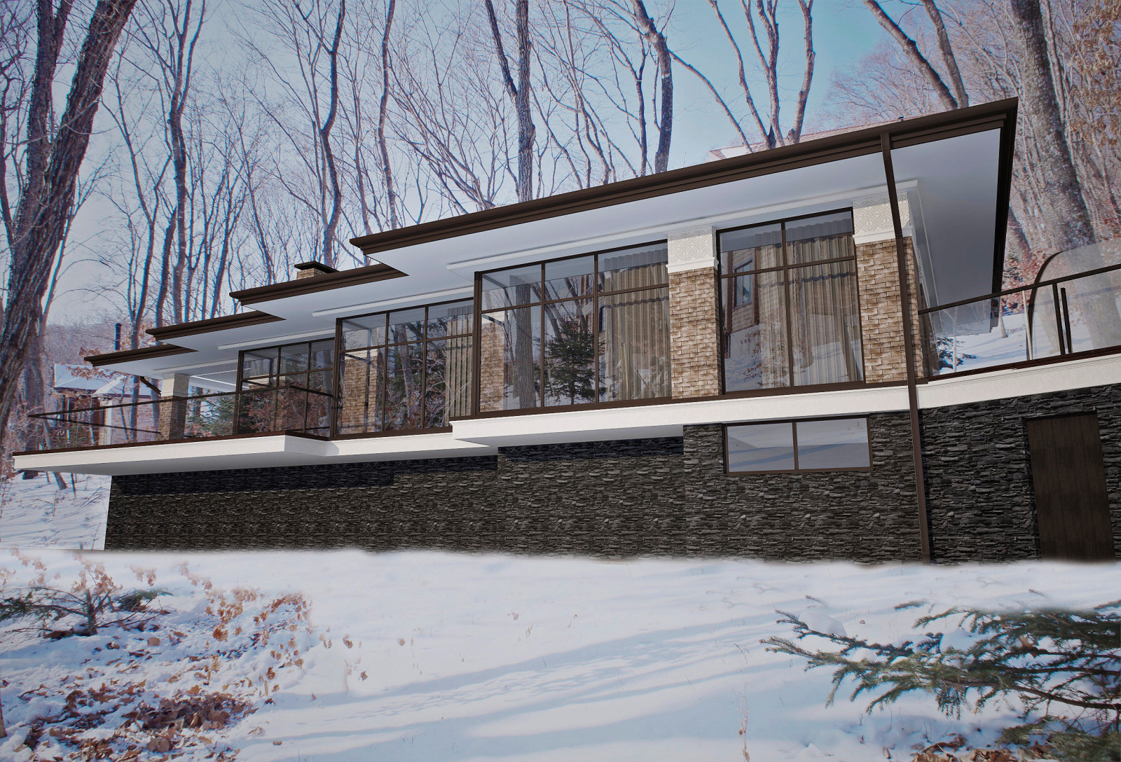 Дом для отдыха с видом на море в стиле райта