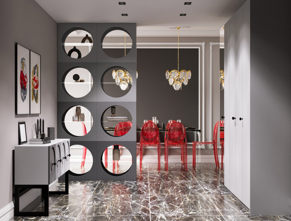 Мебель в сером цвете: стеллаж и тумба