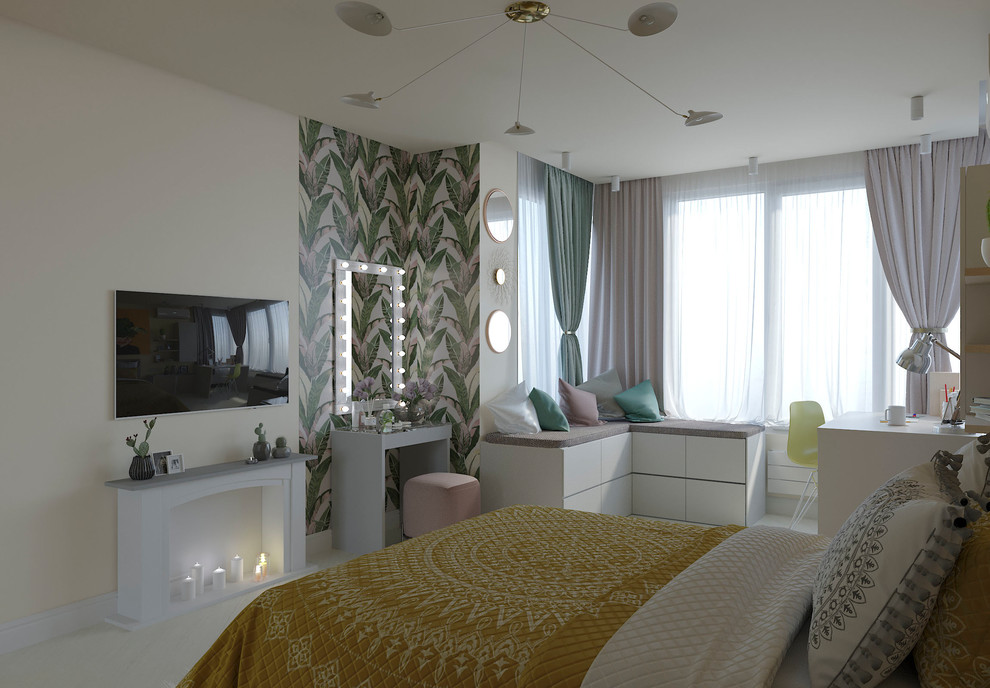 Яркая спальня для девушки-подростка