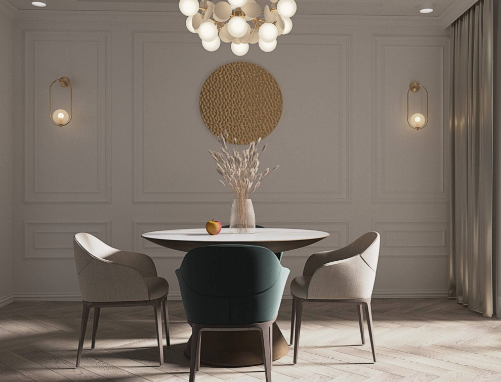 Обложка проекта: Кухня и гостинная в стиле неоклассика