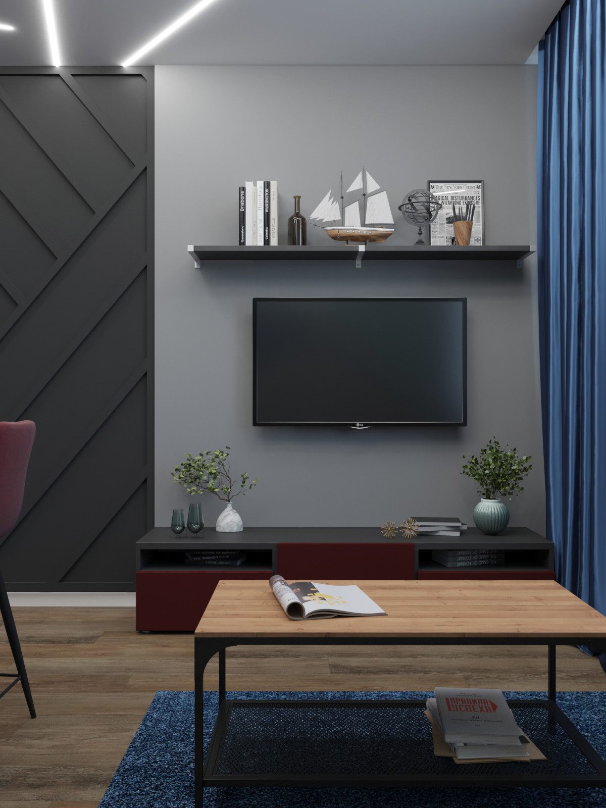 Дизайн кухни-гостиной и спальни