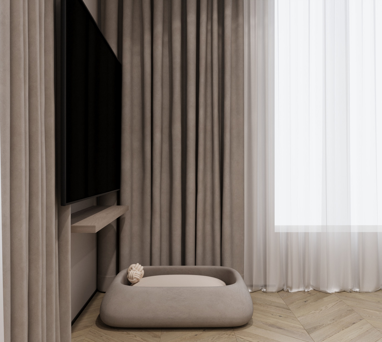 Дизайн интерьера кухни-гостиной в квартире  ЖК "Брусника"