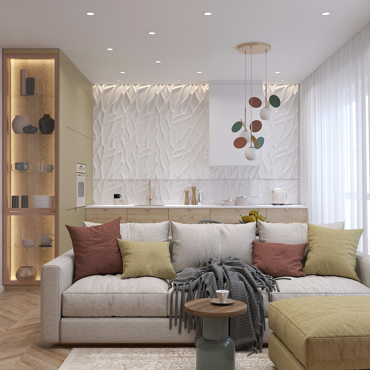 Дизайн гостиной и кухни