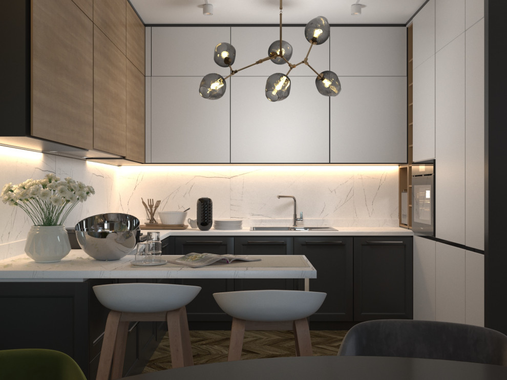 Входная зона, холл, кухня-гостиная в проекте " Таунхаус для большой семьи"