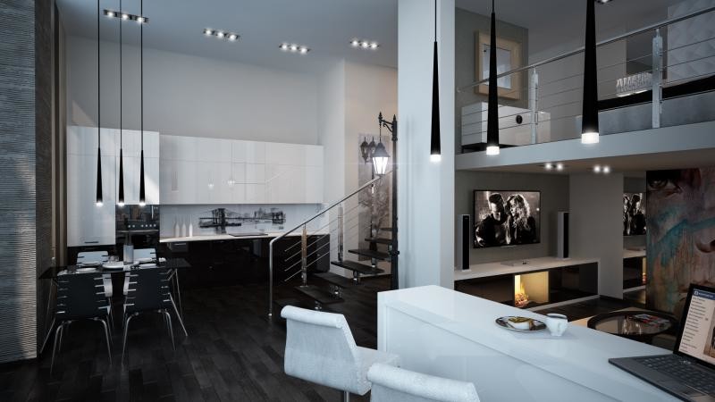 Двух уровненная квартира студия