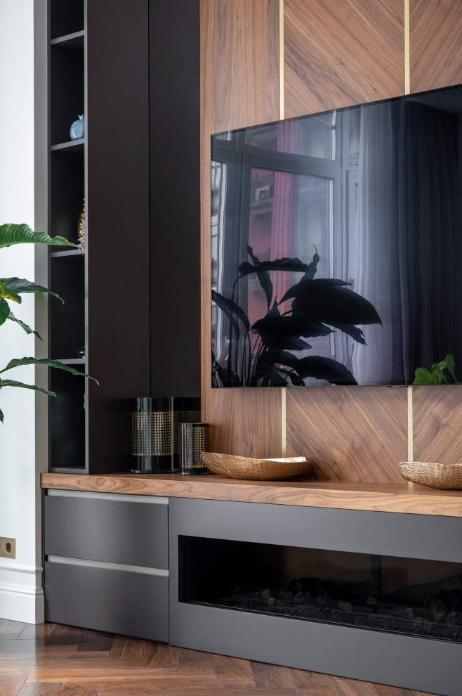 Мебель в гостиную со шпоном американского ореха