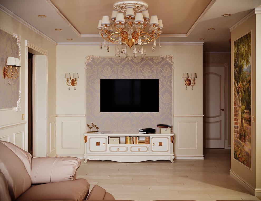 гостиная,совмещенная с кухней в стиле "ар-деко"