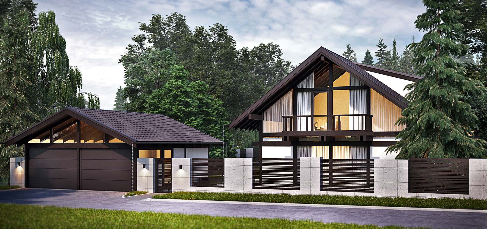 Проект ландшафтного дизайна с зоной патио в минималистичном стиле для Фахверка Д