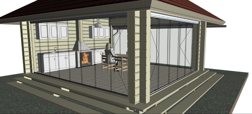 Обложка проекта: Беседка из бруса с раздвижным остеклением Lumon