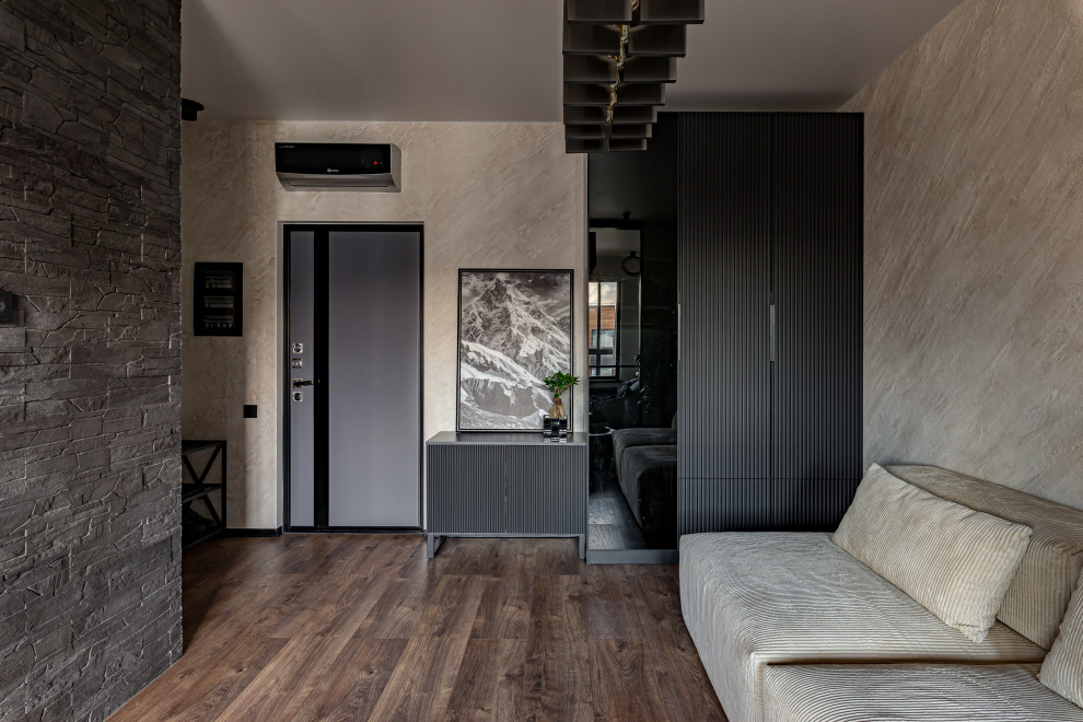 ЖК САМПО. 1-комнатная квартира в брутальном стиле, "от бетона" до заселения