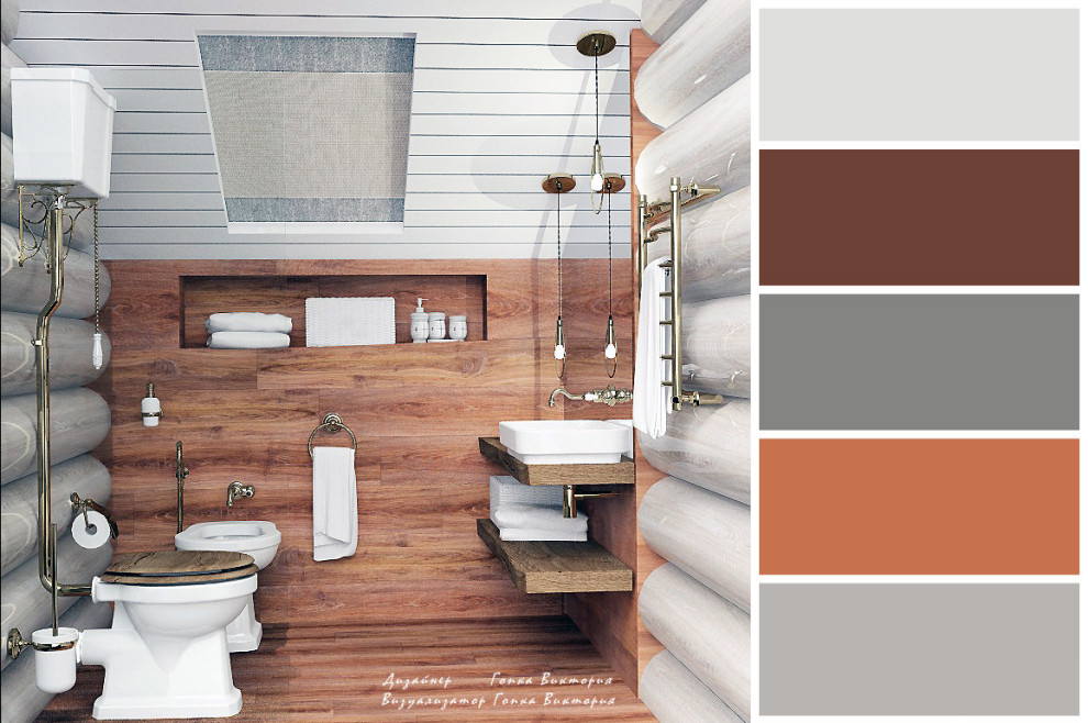 Обложка проекта: Ванная комната (круглый брус) с элементами лофта