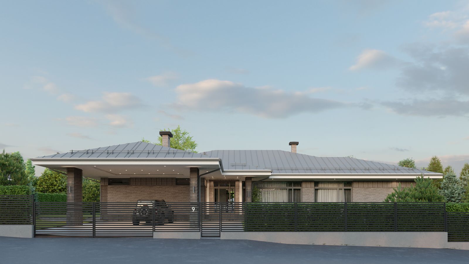 одноэтажный дом в живописном мест