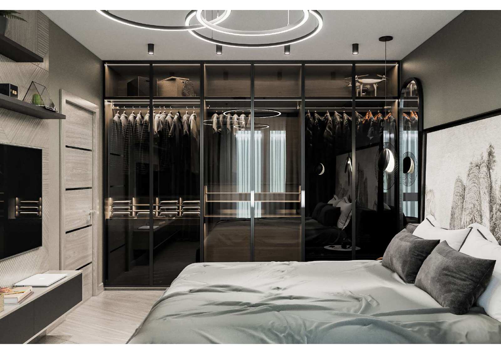 квартира в современном стиле в темных оттенках