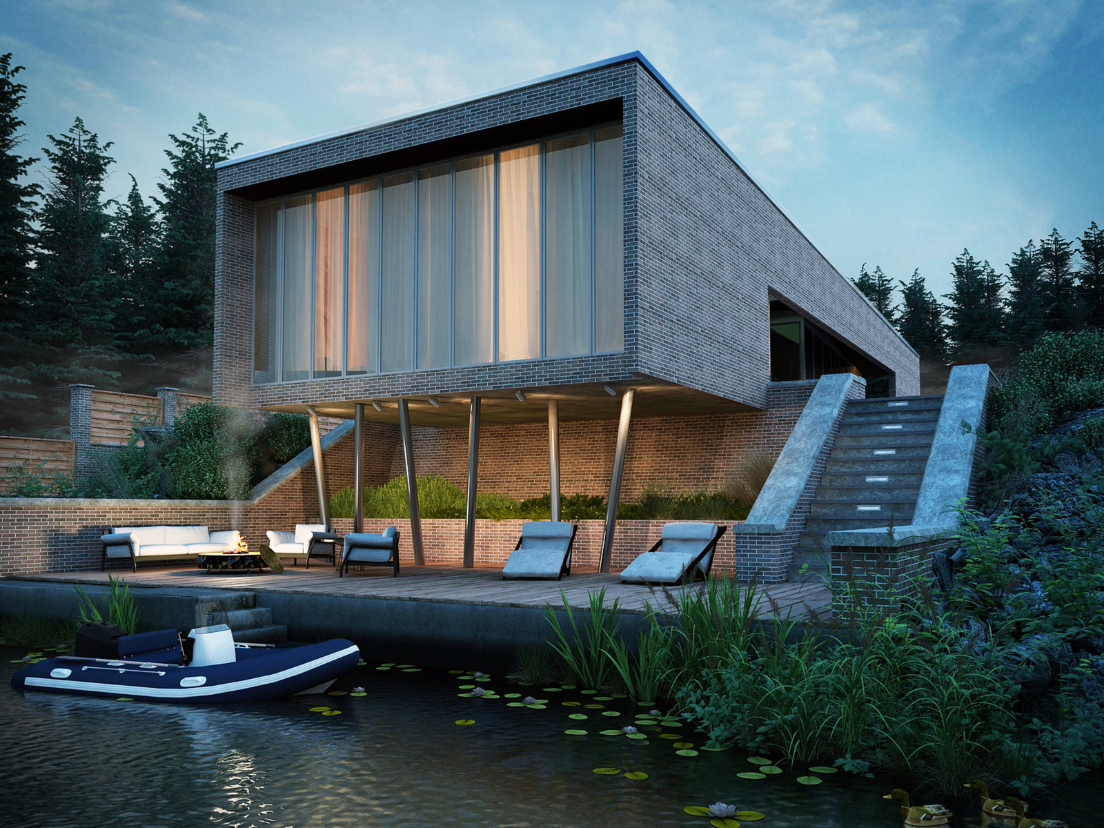 Дом у воды. Общая площадь 208 кв м.