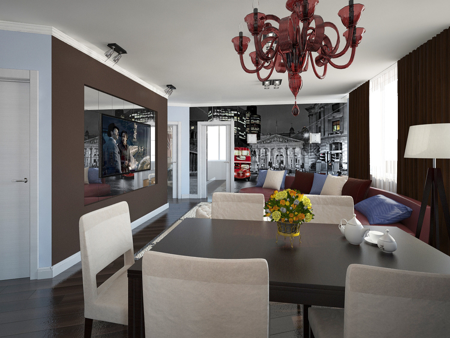 Современная трехкомнатная квартира на 20 этаже