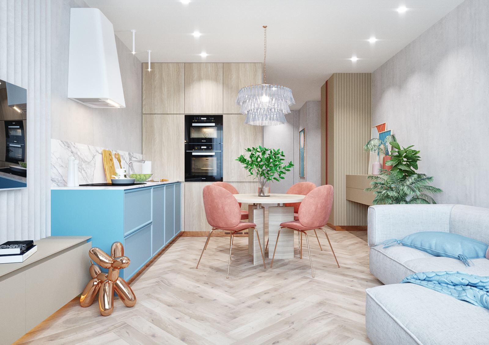 Двухкомнатная квартира 45 кв. м. в современном стиле