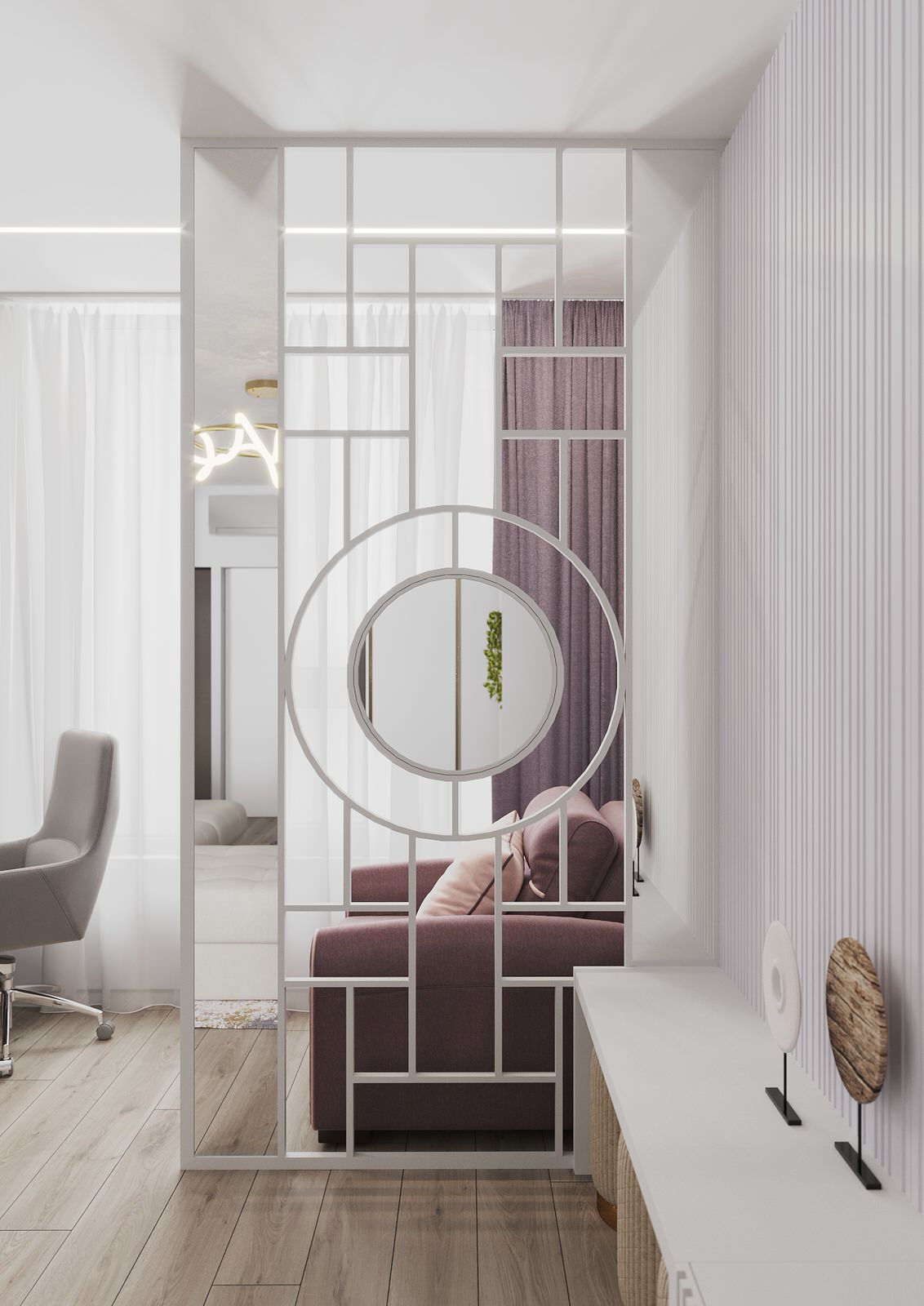 Interior design of an apartment with a beauty salon