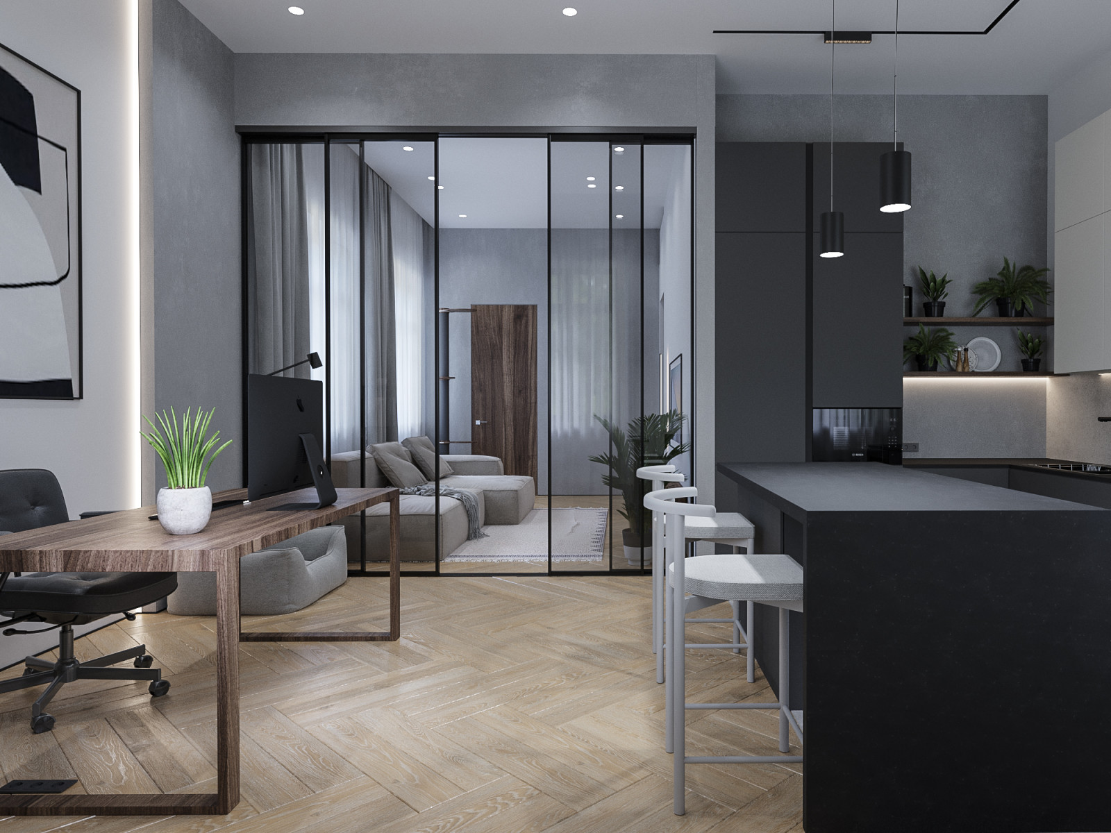 Серый минимализм в центре Петербурга