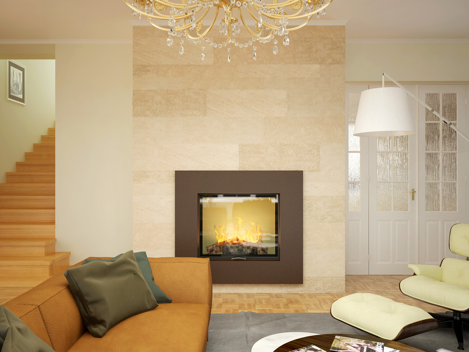 Гостинная с камином