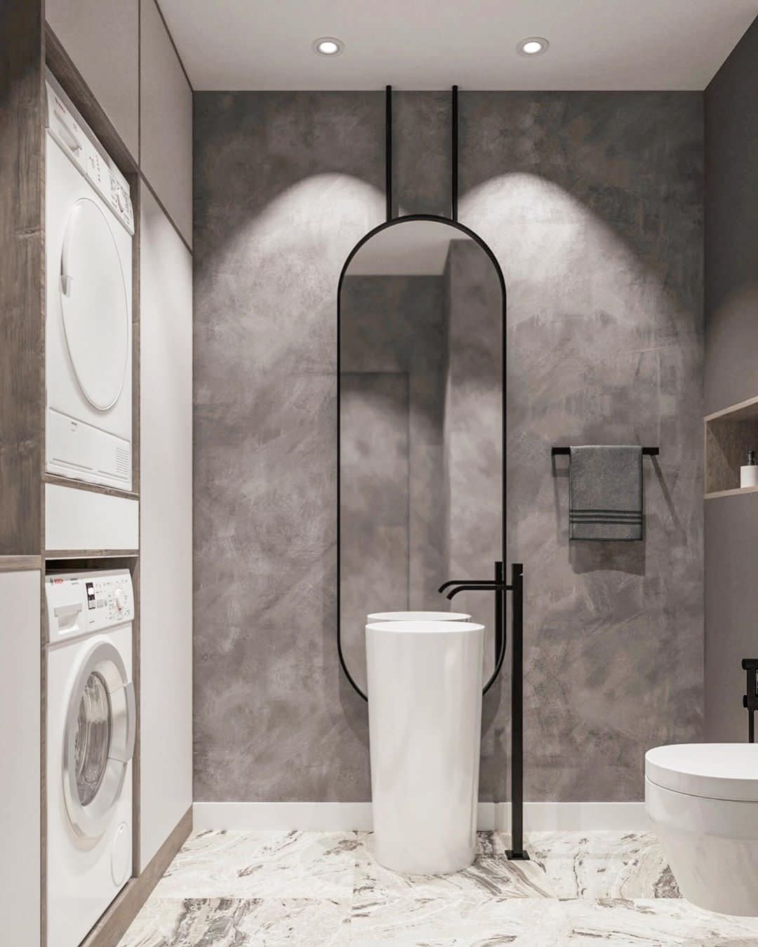 Дизайн-проект санузла в эко стиле и лофте в квартире во Владивостоке