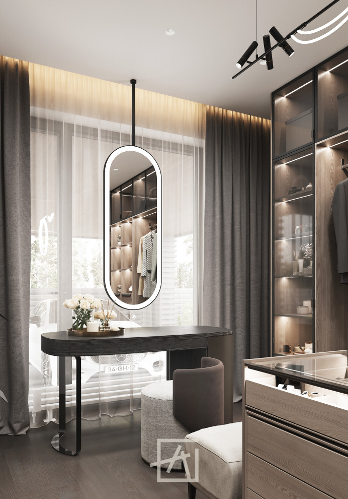 Стильная гардеробная с туалетным столиком