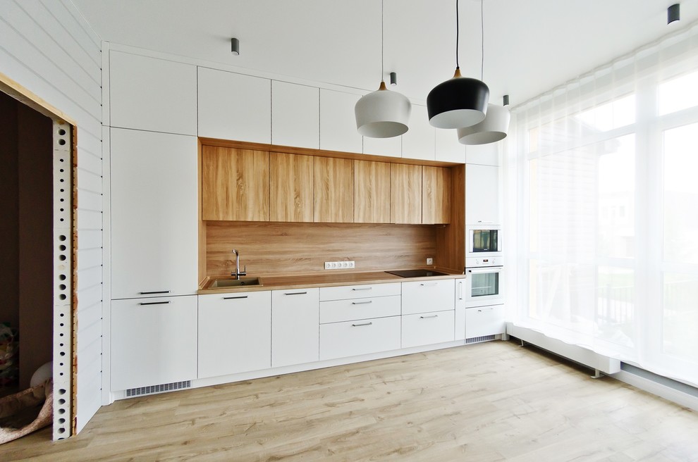 Белая кухня в скандинавском стиле на проспекте Весеннем.