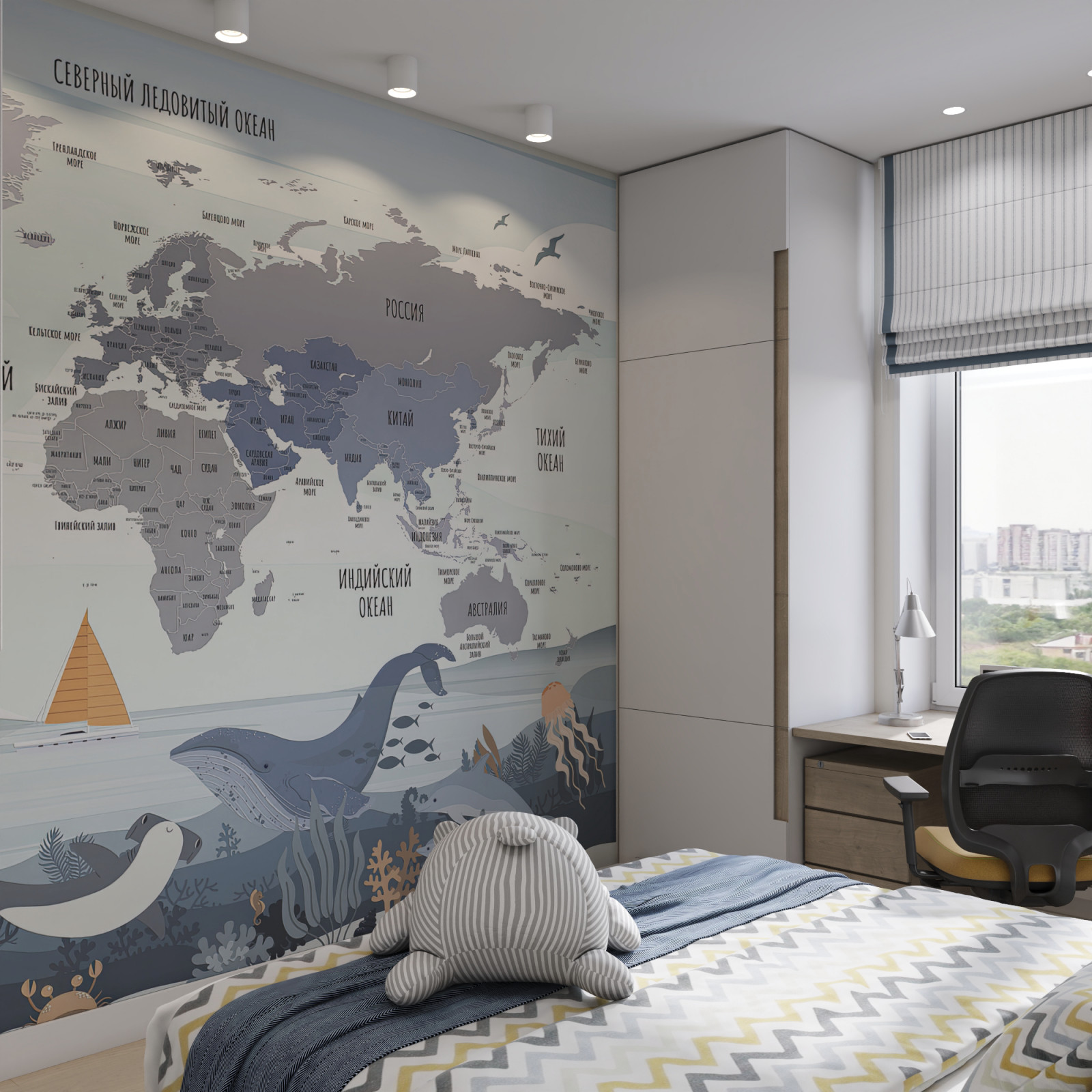 Дизайн проект Московской квартиры для семьи с сыном