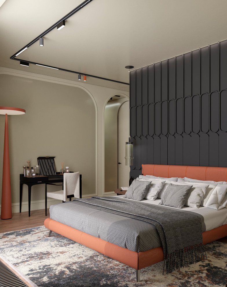 Спальня  из проекта "Оранжевый Блюз" в ЖК Neva Towers, г. Москва