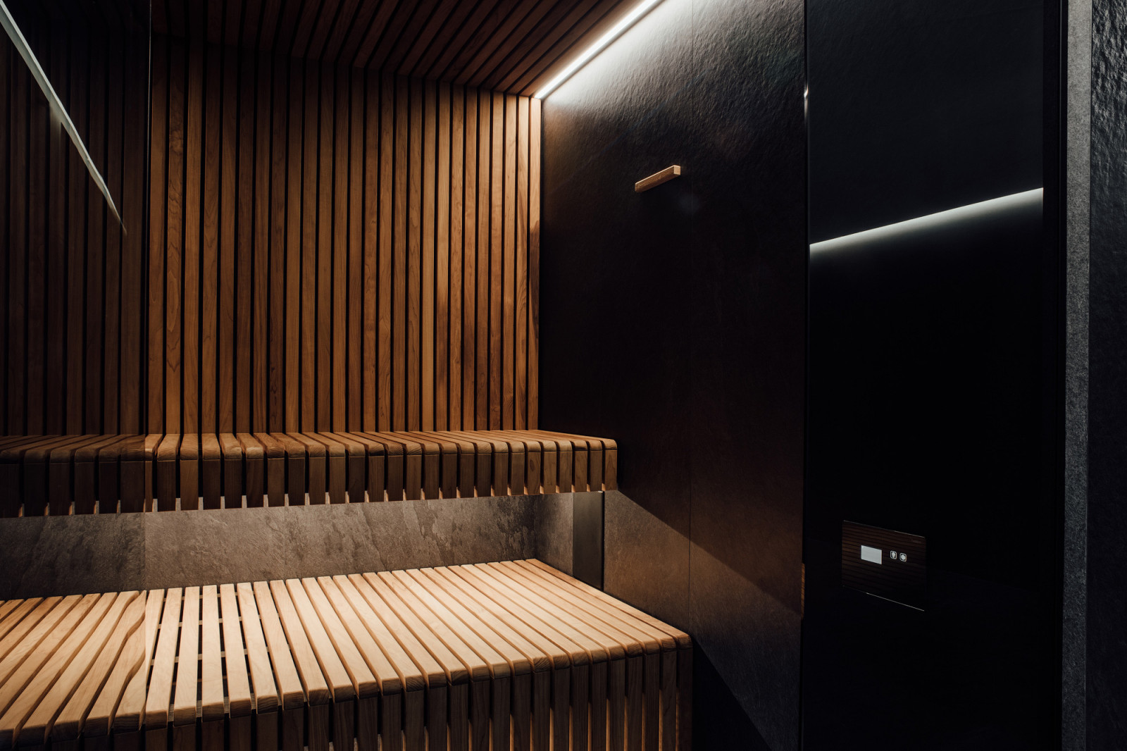 Реечные стены в сауне