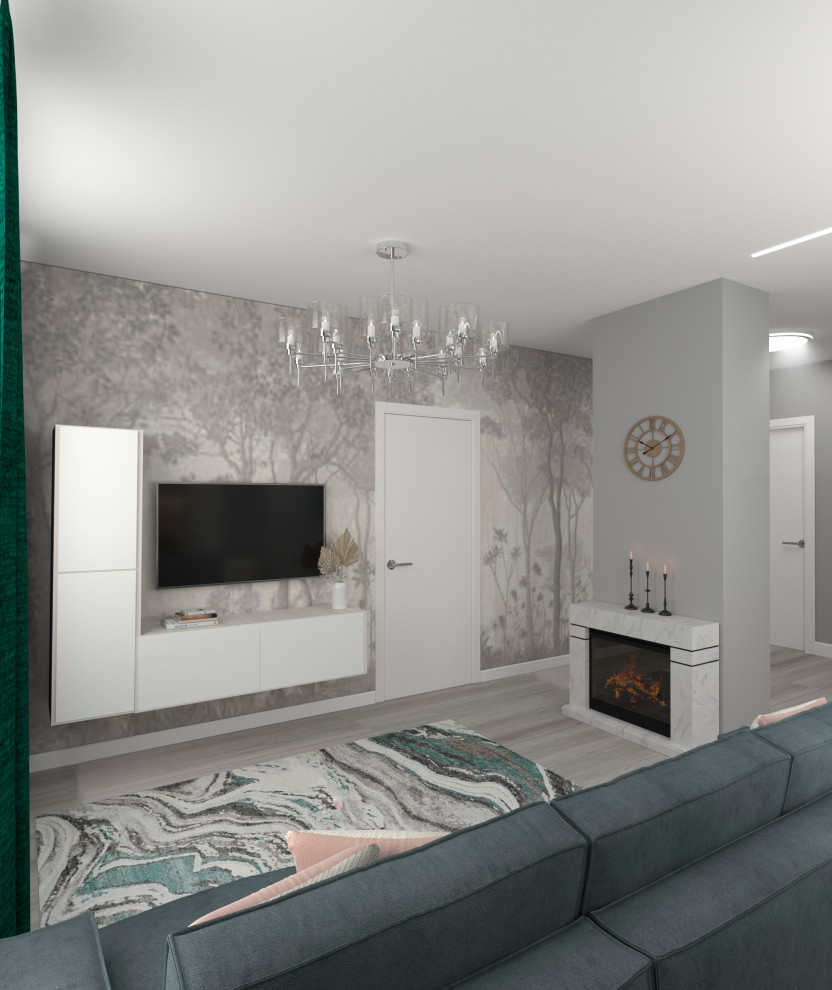 Трехкомнатная монохромная квартира для семьи с двумя дочками.