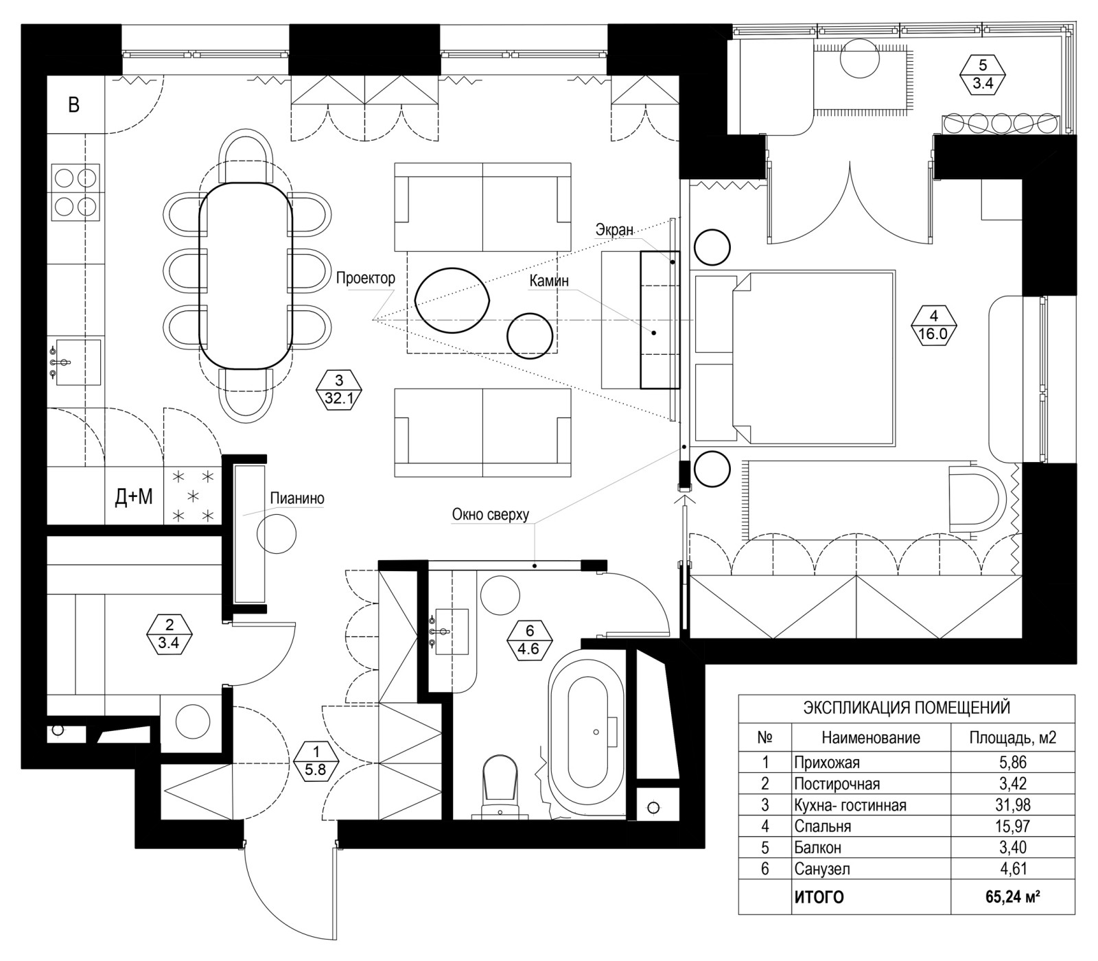 Обложка проекта: Проект квартиры "ШКАТУЛКА"  65 м2