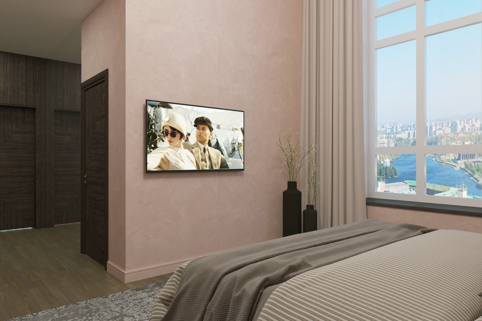 Спальня с тропическими листьями