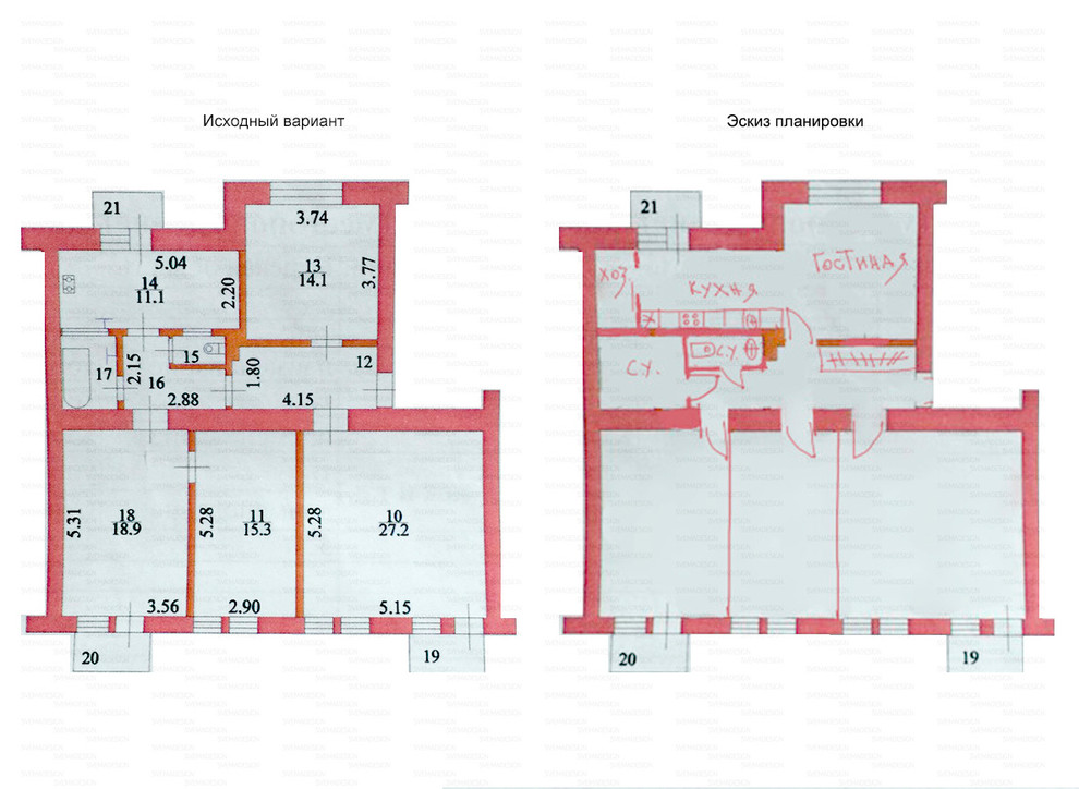 Идеи перепланировки для многокомнатных квартир