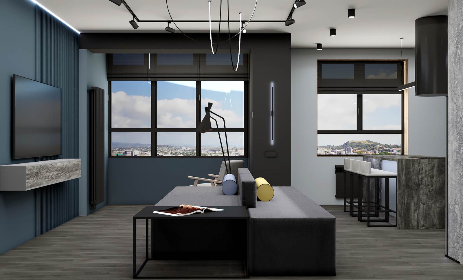 Дизайн квартиры 77 м2 для мужчины-холостяка в Москве в жк Династия!