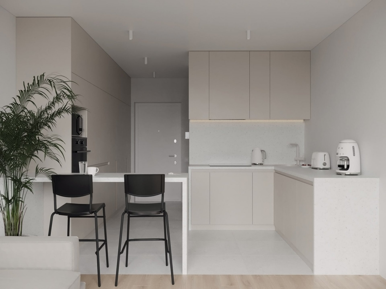 Ascetic and minimalist interior design of apartment