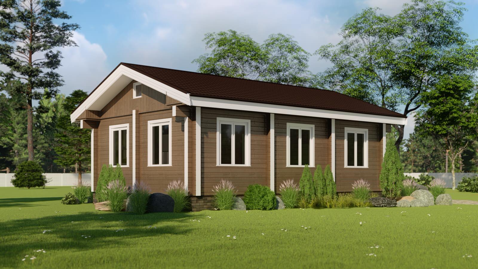 одноэтажный дом из клееного бруса. 7х12