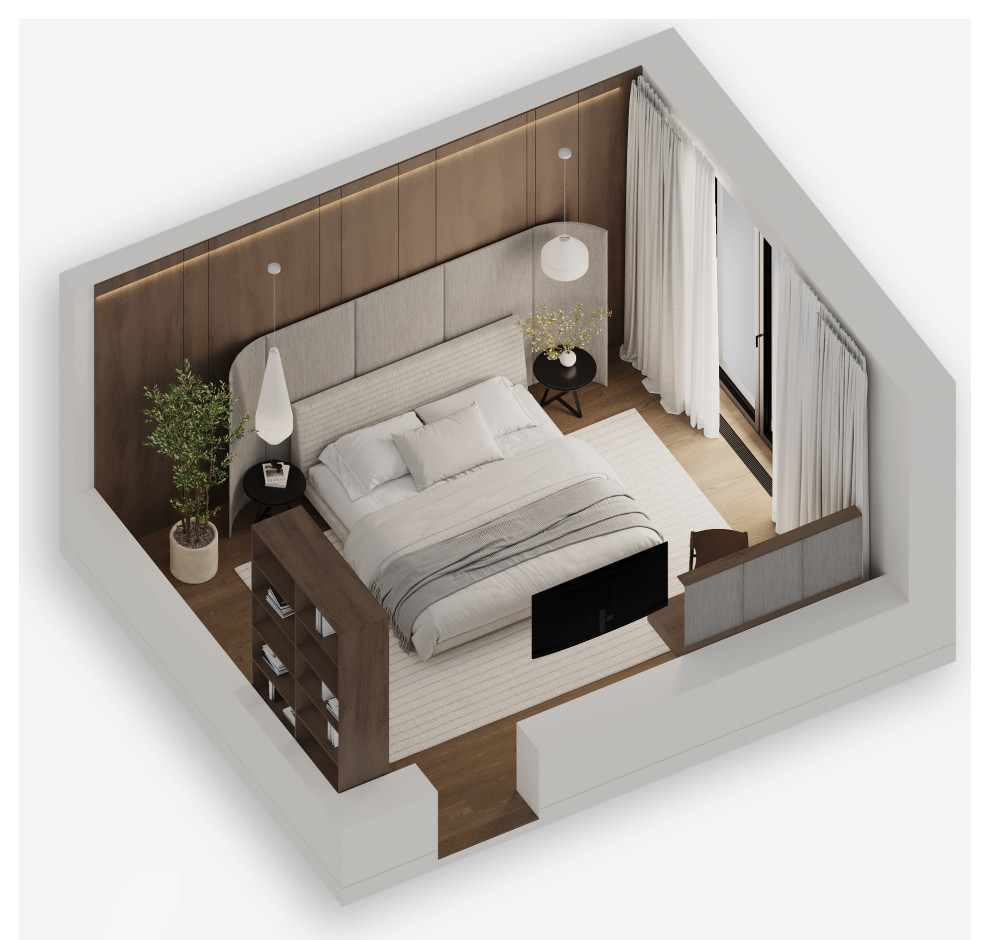 Визуализация 3д планировки интерьера