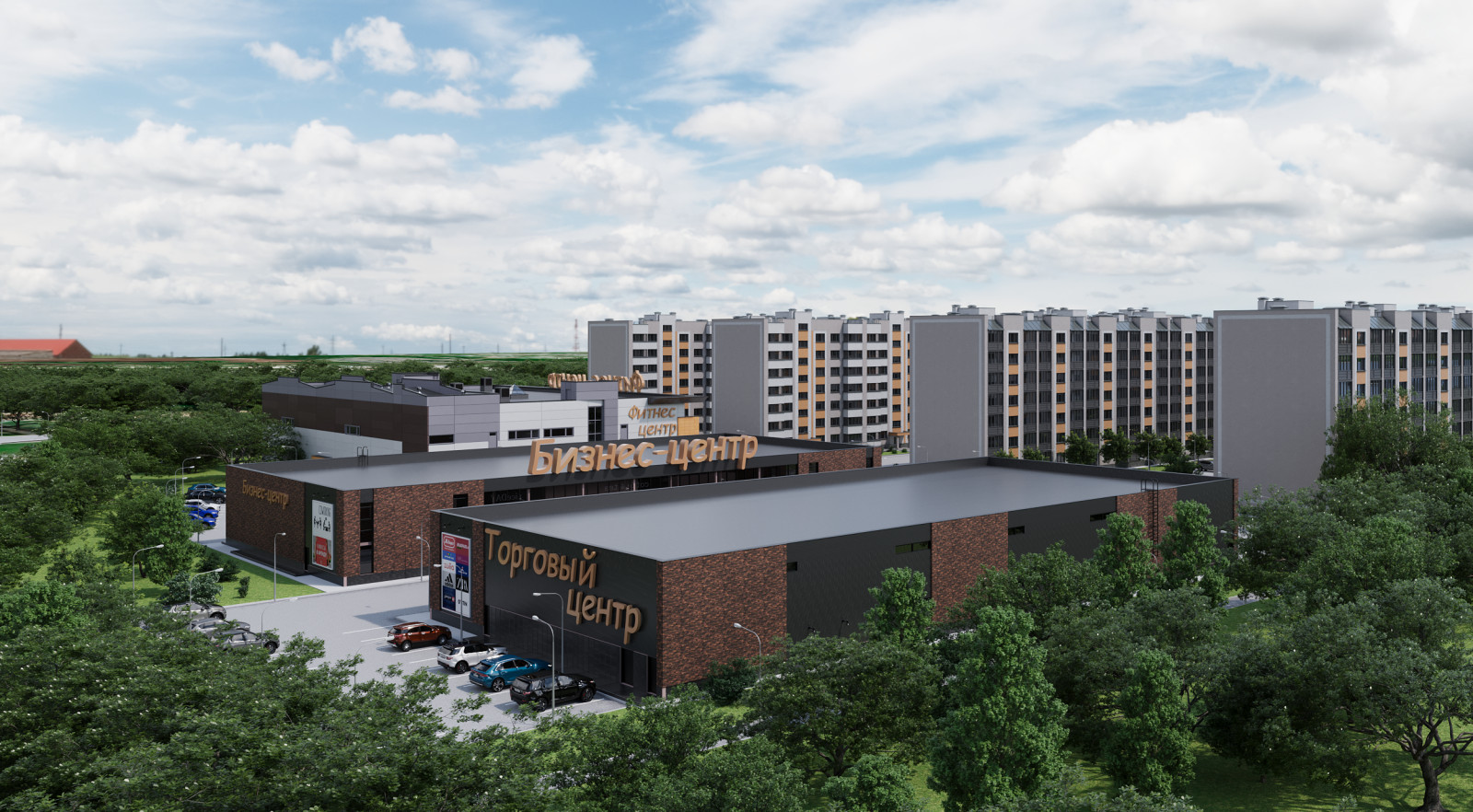 Обложка проекта: Визуализация комплекса жилой и коммерческой застройки в г. Кимры