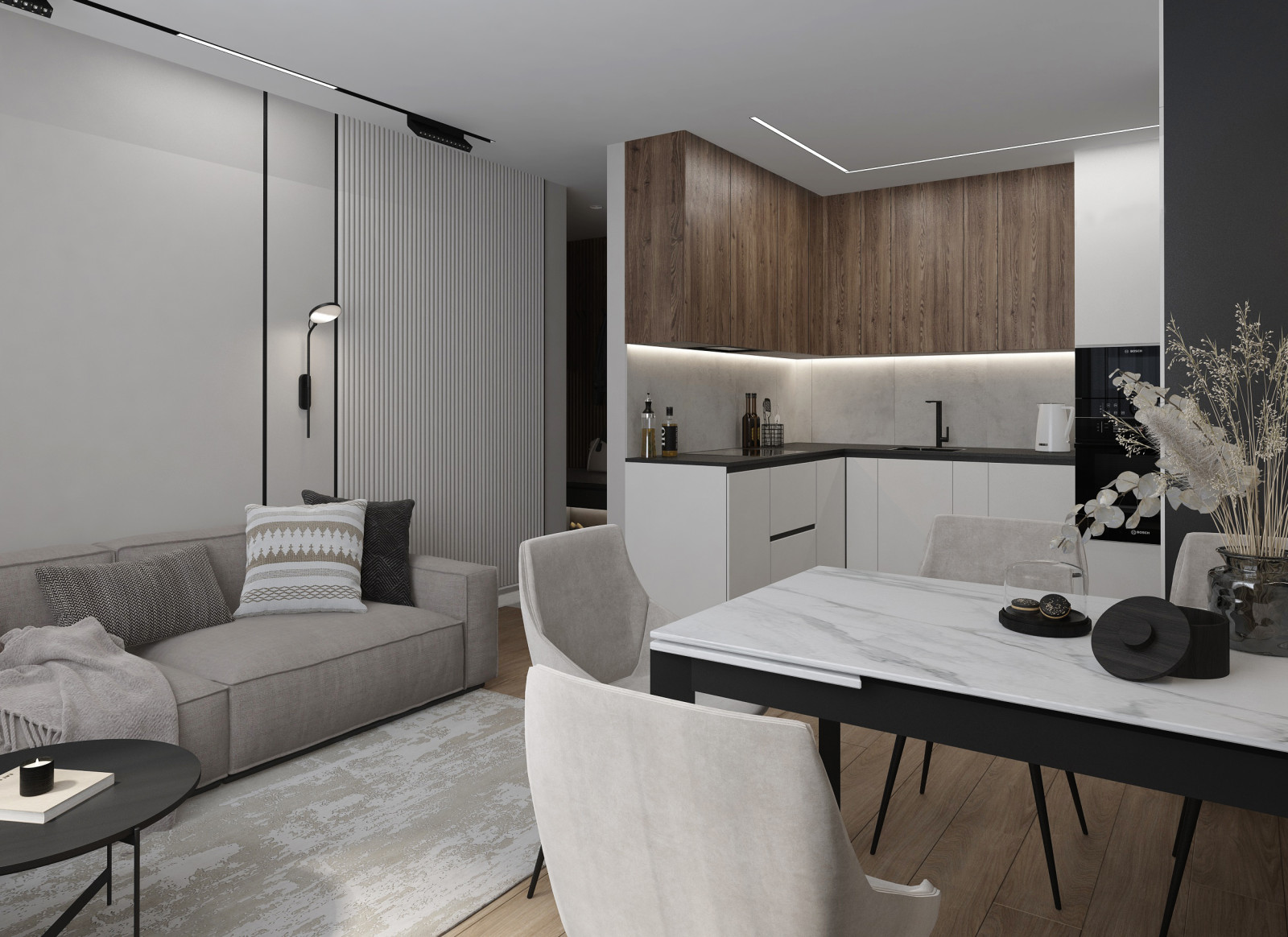 Дизайн-проект  кухни-гостиной в г . Москве